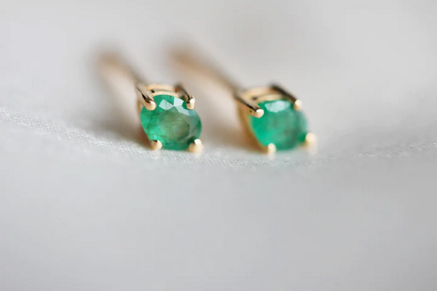 Little Gold - Gemstone Studs - Emerald