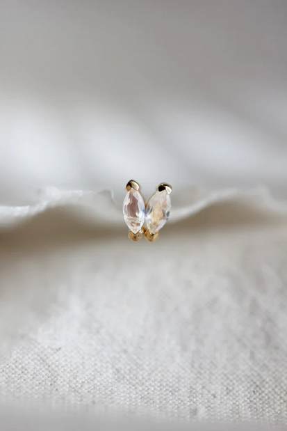 Little Gold - Moonstone Marquis Studs