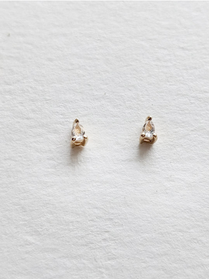 Little Gold - Tiniest Teardrop Studs - Moonstone