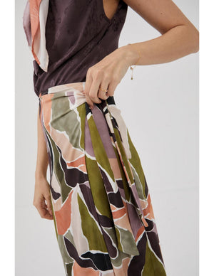 Ibias Wrap Skirt Abstract Leaves