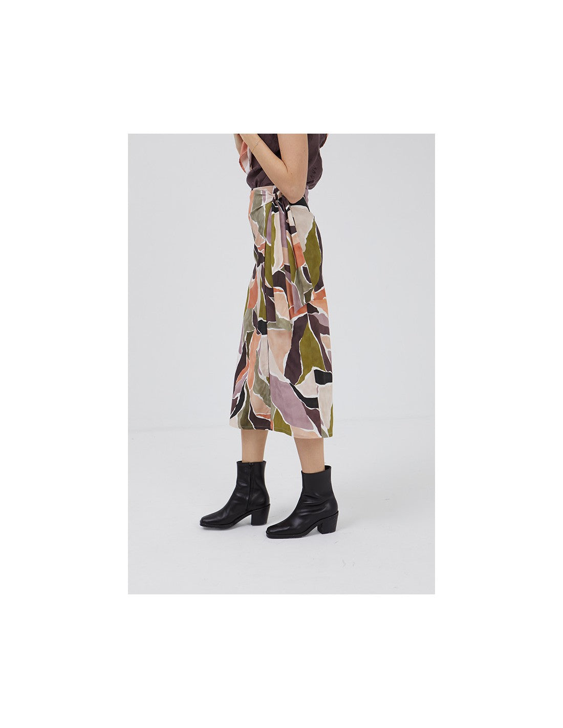Ibias Wrap Skirt Abstract Leaves
