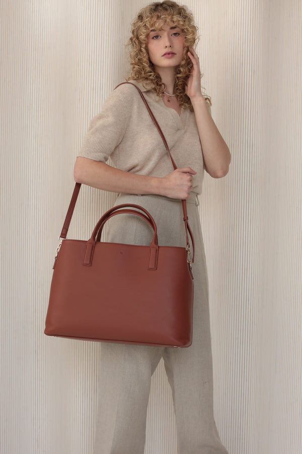 Brown leather work bag discount