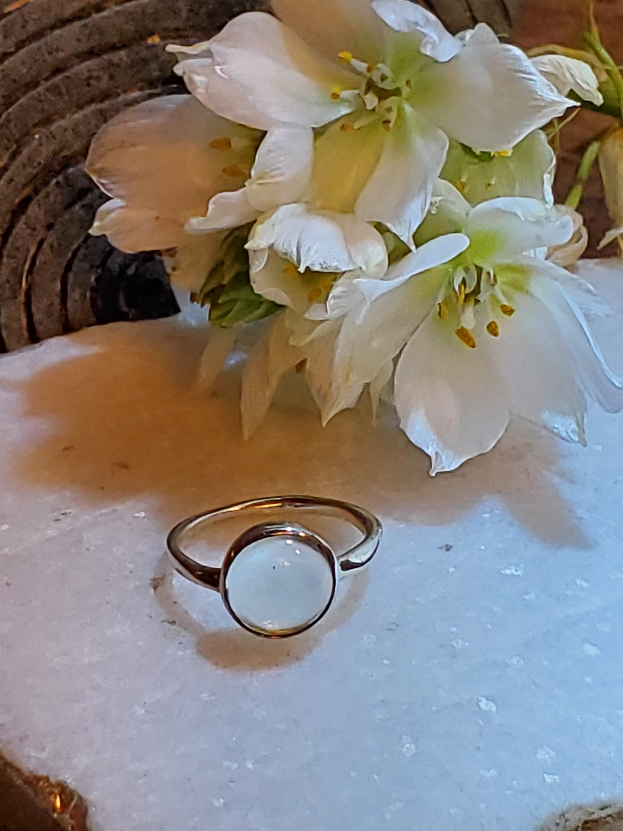 Heart & Lotus Silver Gemstone Rings