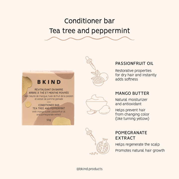 Conditioner Bar - Tea Tree and Peppermint - For colored or white hair