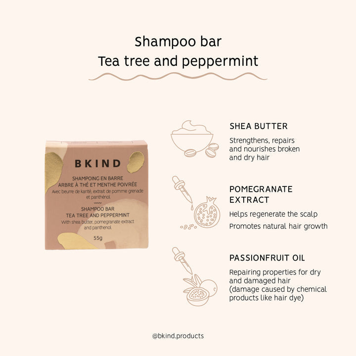 Shampoo Bar - Tea tree and Peppermint - For colored and white hair